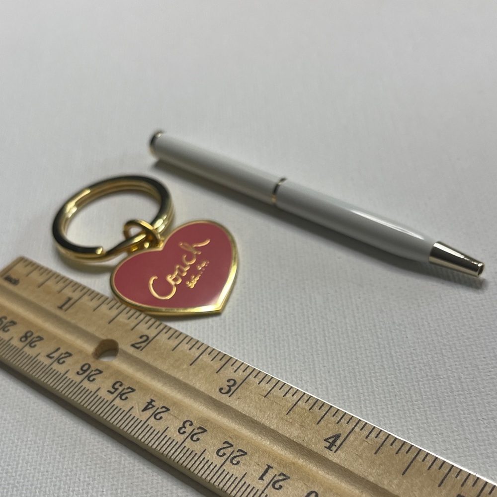 Coach Gold and Pink Heart Key Holder with a White Coach Pen - Picture 3 of 6